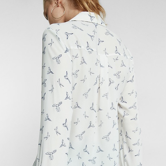 Express Tops - Express Slim Fit Portofino Shirt - Bird Print